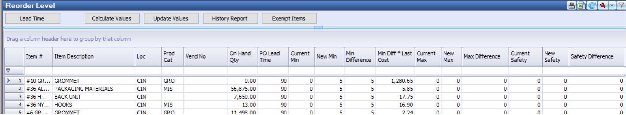 recalculate min, max, safety stock, lead times